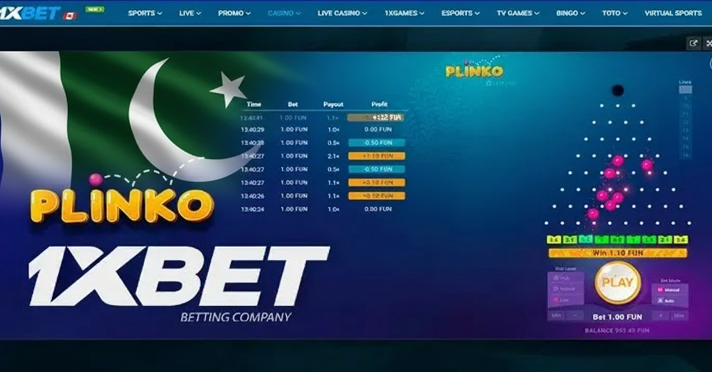 1xBet Plinko game interface on mobile